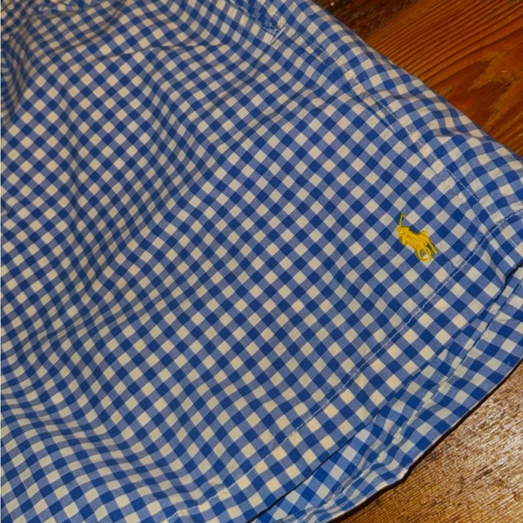 Polo Ralph Lauren gingham blue white trunks mesh lining 5.5” XL drawstring - Picture 6 of 9